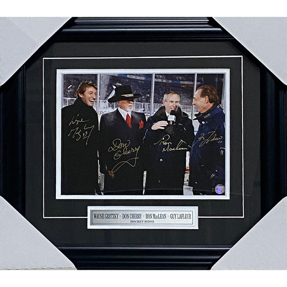 Gretzky/Cherry/MacLean/Lafleur Framed Autographed 8X10 Combo Photo