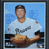 Phil Niekro (deceased) Framed Autographed Atlanta Braves 16X20 Photo w/No Hitter Inscription