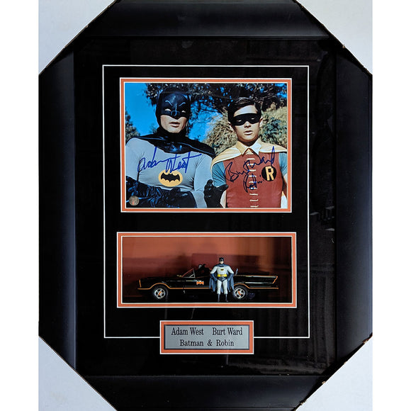 Adam West/Burt Ward Autographed Framed Batmobile Display