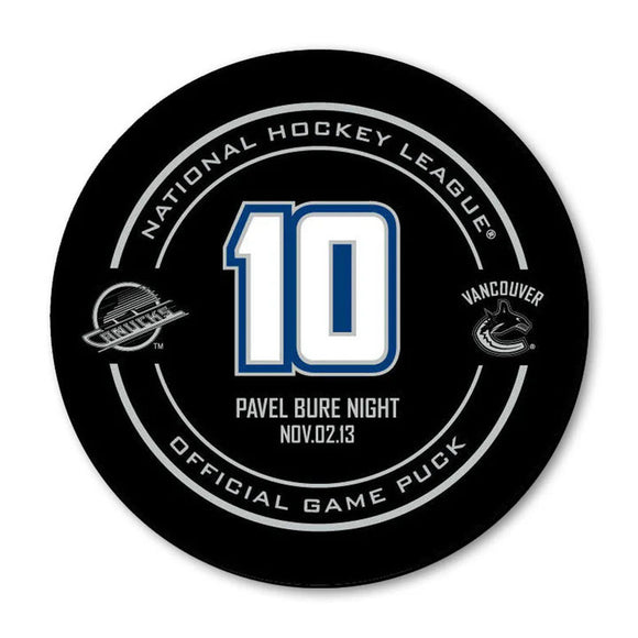 Pavel Bure Jersey Retirement Night Official Game Puck