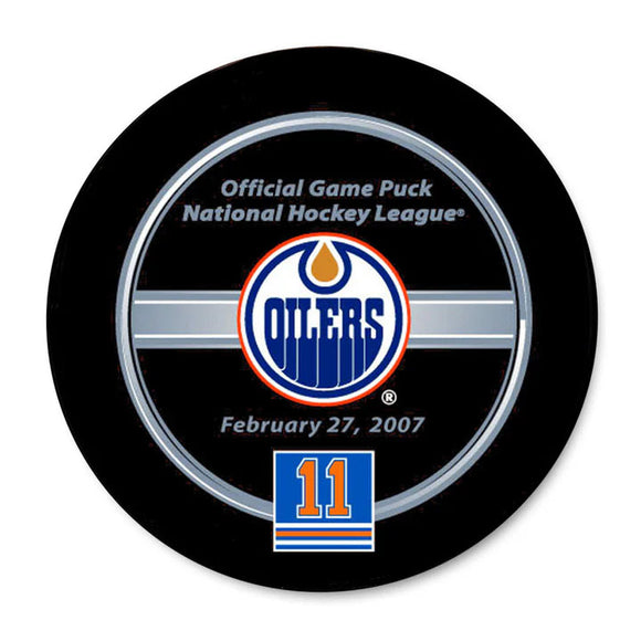 Mark Messier Jersey Retirement Night Official Game Puck
