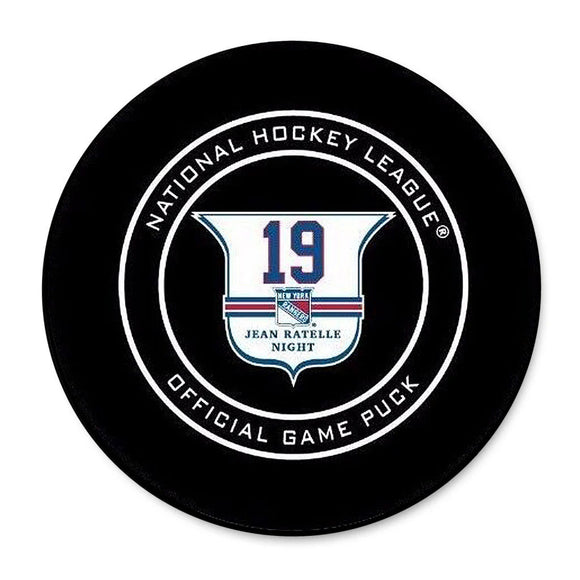 Jean Ratelle Jersey Retirement Night Official Game Puck