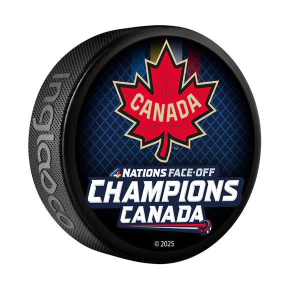 4 Nations Face-Off Champions Team Canada Souvenir Puck w/Roster