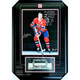 Jean Beliveau (deceased) Autographed & Multi-Inscribed Montreal Canadiens Framed Display