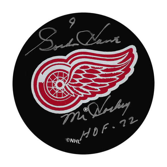 Gordie Howe (deceased) Autographed Detroit Red Wings Old Logo Puck