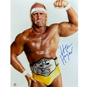 Hulk Hogan Autographed WWE 16X20 Photo (w/Belt)
