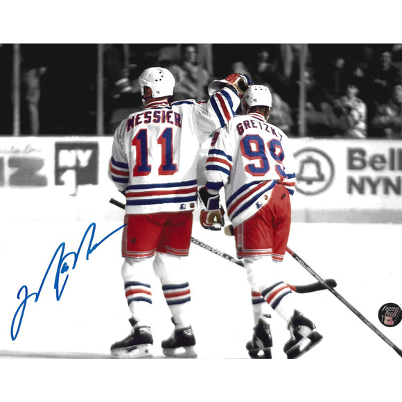Mark Messier Autographed New York Rangers 8X10 Photo (w/Gretzky)