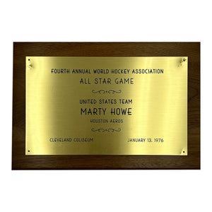 Marty Howe's 1976 WHA All-Star Game Plaque