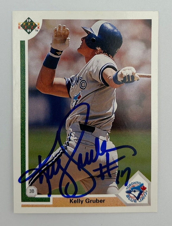 Kelly Gruber Autographed 1991 Upper Deck Baseball Card