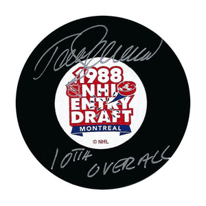 Teemu Selanne Autographed 1988 NHL Draft Puck w/"10th Overall"