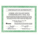 Gordie Howe Autographed Commemorative Pool Tile