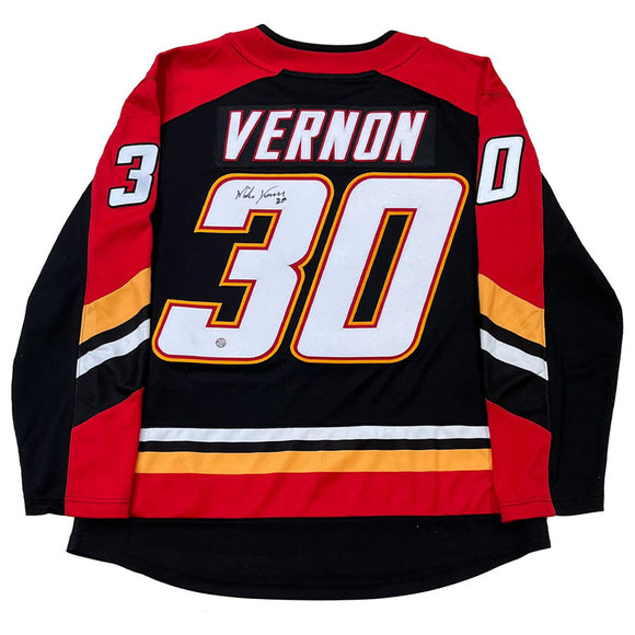 Mike Vernon Autographed Calgary Flames Reverse Retro Replica Jersey