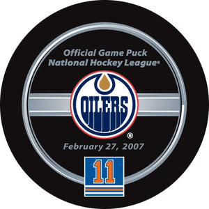 Mark Messier Jersey Retirement Night Official Game Puck