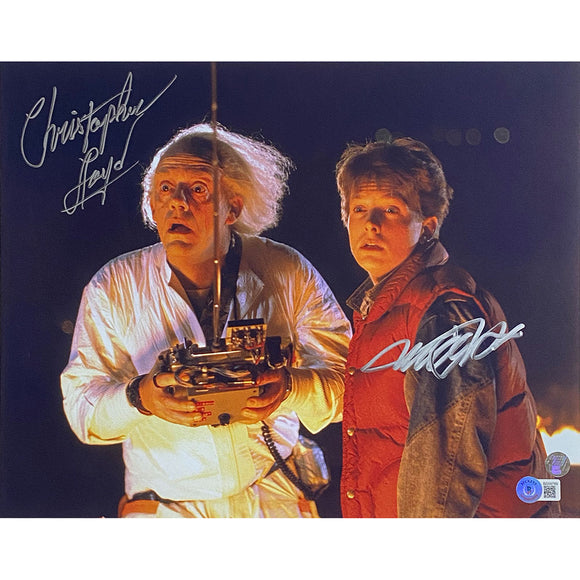 Michael J. Fox/Christopher Lloyd Autographed 'Back to the Future' 11X14 Photo (w/remote)