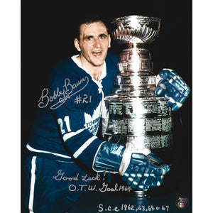 Bobby Baun (deceased) Autographed Toronto Maple Leafs 8X10 Photo w/Inscriptions