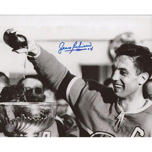 Jean Beliveau (deceased) Autographed Montreal Canadiens 8X10 Photo (Champagne)