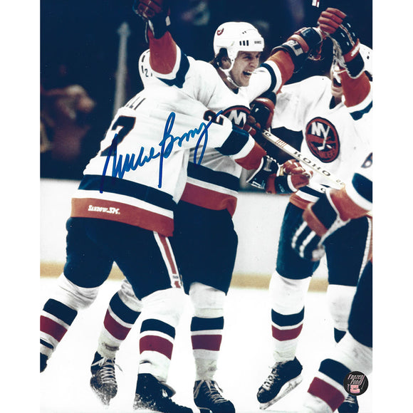Mike Bossy (deceased) Autographed New York Islanders 8X10 Photo (Celebration)