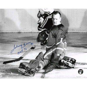 Johnny Bower (deceased) Autographed Toronto Maple Leafs 8X10 Photo (B+W)