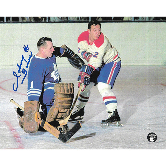 Johnny Bower (deceased) Autographed Toronto Maple Leafs 8X10 Photo (vs. Montreal)