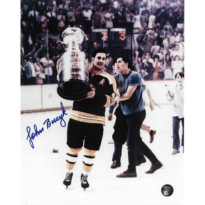 John Bucyk Autographed Boston Bruins 8X10 Photo (w/Cup)