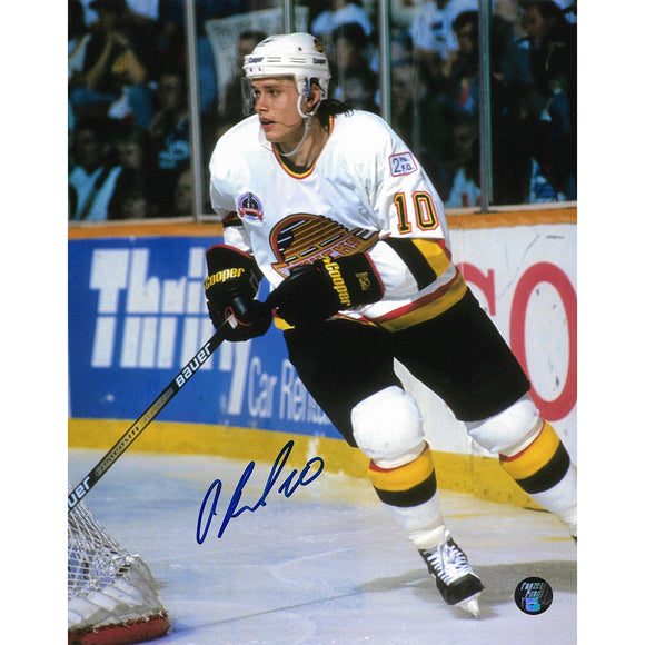 Pavel Bure Autographed Vancouver Canucks 8X10 Photo (White Jersey)