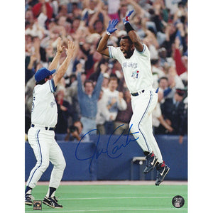 Joe Carter Autographed Toronto Blue Jays 8X10 Photo (w/Leyva)