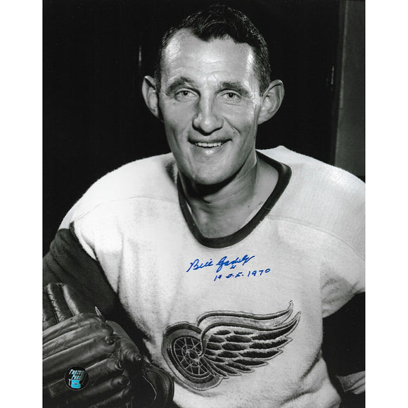 Bill Gadsby (deceased) Autographed Detroit Red Wings 8X10 Photo (B+W)