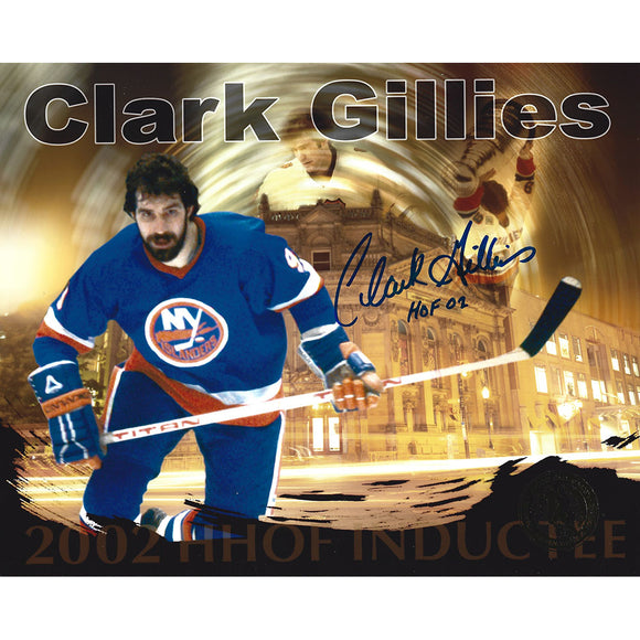 Clark Gillies (deceased) Autographed New York Islanders 8X10 Photo (HOF)