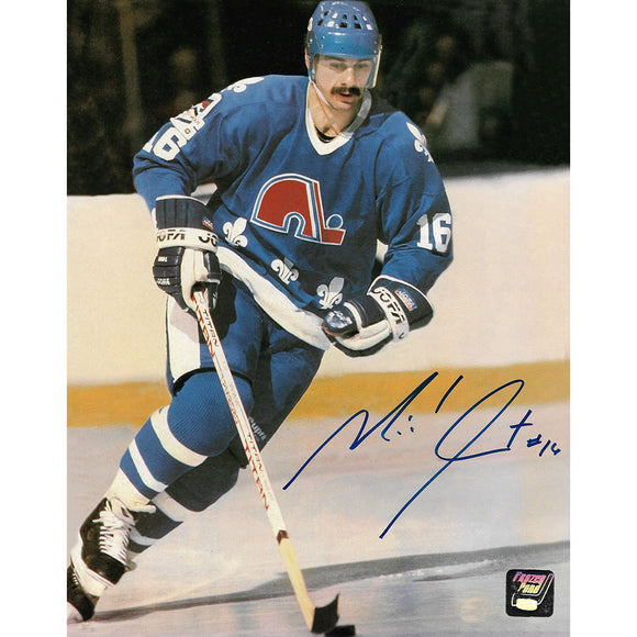 Michel Goulet Quebec Nordiques WHITE JERSEY Autographed 8x10 - NHL