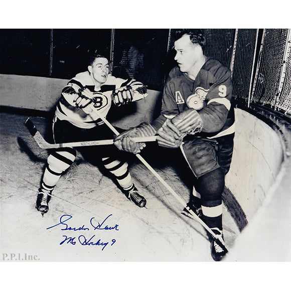 Gordie Howe Autographed 8X10 Photo (vs. Boston)