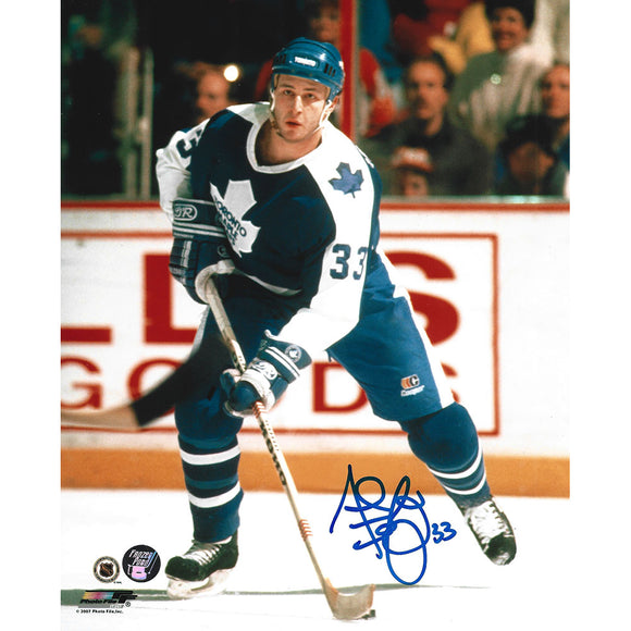 Al Iafrate Autographed Toronto Maple Leafs 8X10 Photo (w/puck)