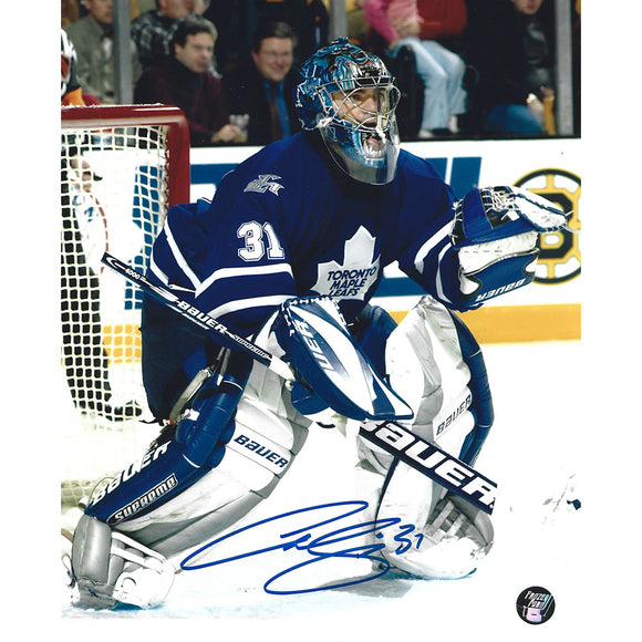 Curtis Joseph Autographed Toronto Maple Leafs 8X10 Photo (Blue Jersey)