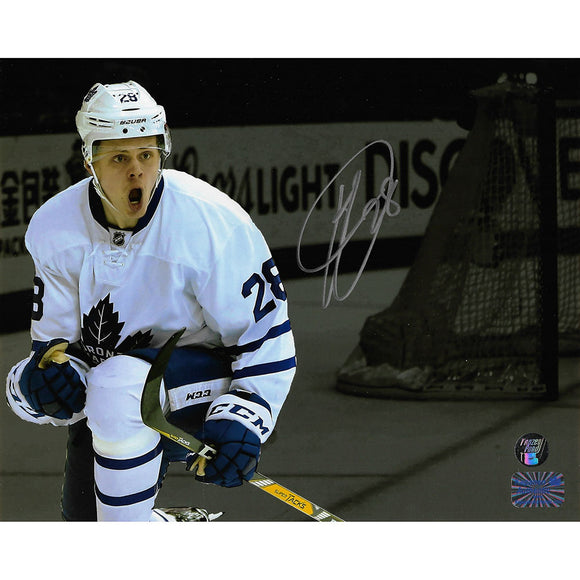 Kasperi Kapanen Autographed Toronto Maple Leafs 8X10 Photo (B+W Background)