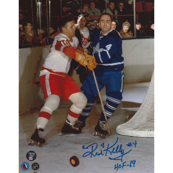 Red Kelly (deceased) Autographed Toronto Maple Leafs 8X10 Photo (vs. Detroit)