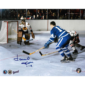 Dave Keon Autographed Toronto Maple Leafs 8X10 Photo (vs. Blackhawks)