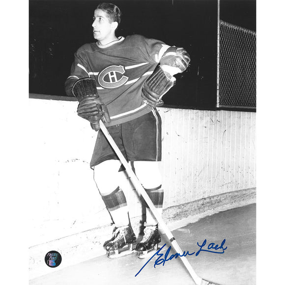 Elmer Lach (deceased) Autographed Montreal Canadiens 8X10 Photo (B+W)