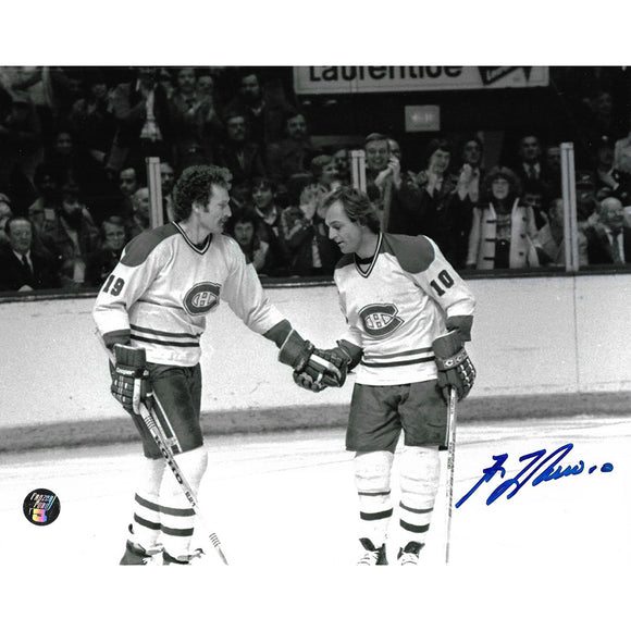 Guy Lafleur (deceased) Autographed Montreal Canadiens 8X10 Photo (w/Robinson)