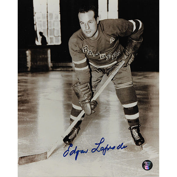 Edgar Laprade (deceased) Autographed New York Rangers 8X10 Photo
