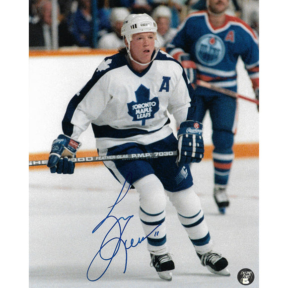 Gary Leeman Autographed Toronto Maple Leafs 8X10 Photo (White Jersey)