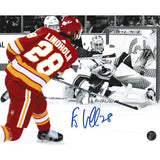 Elias Lindholm Autographed Calgary Flames 8X10 Photo (B+W Background)