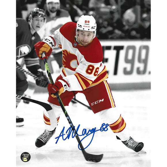 Theoren Fleury Autographed Calgary Flames 8X10 Photo (White Jersey)