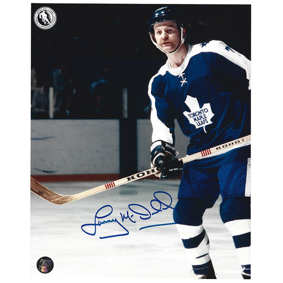 Lanny McDonald Autographed Toronto Maple Leafs 8X10 Photo (Black Background)