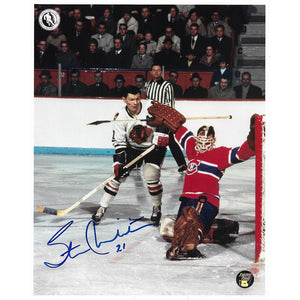 Stan Mikita (deceased) Autographed Chicago Blackhawks 8X10 Photo (vs. Canadiens)