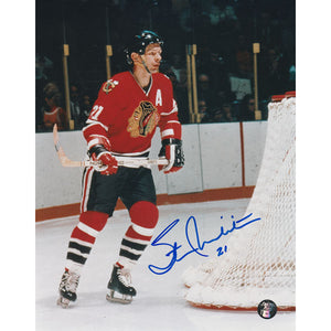 Stan Mikita (deceased) Autographed Chicago Blackhawks 8X10 Photo (Red Jersey)