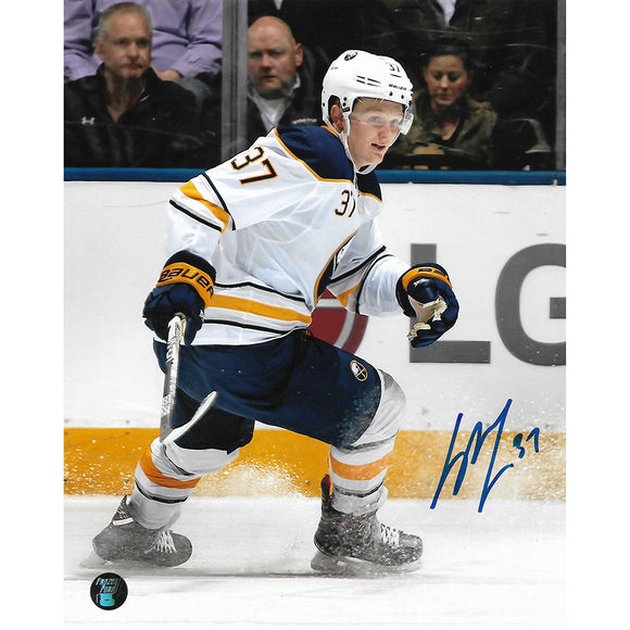 Casey Mittelstadt Autographed Buffalo Sabres 8X10 Photo (White Jersey)