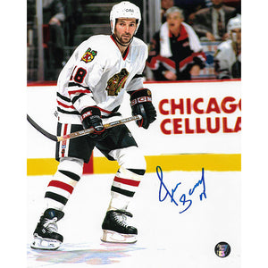 Denis Savard Autographed Chicago Blackhawks 8X10 Photo (White Jersey)