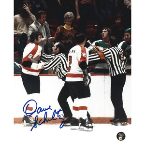 Dave Schultz Autographed Philadelphia Flyers 8X10 Photo (w/referees)