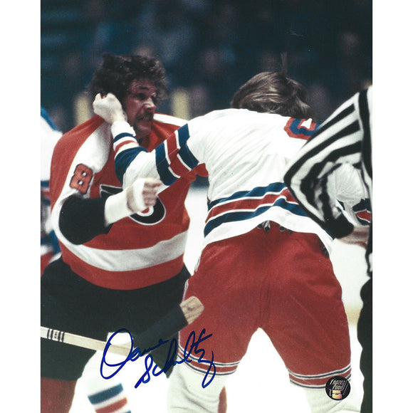 Dave Schultz Autographed Philadelphia Flyers 8X10 Photo (vs. Rangers)