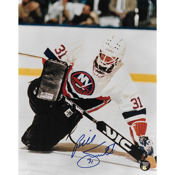 Billy Smith Autographed New York Islanders 8X10 Photo (Diving)