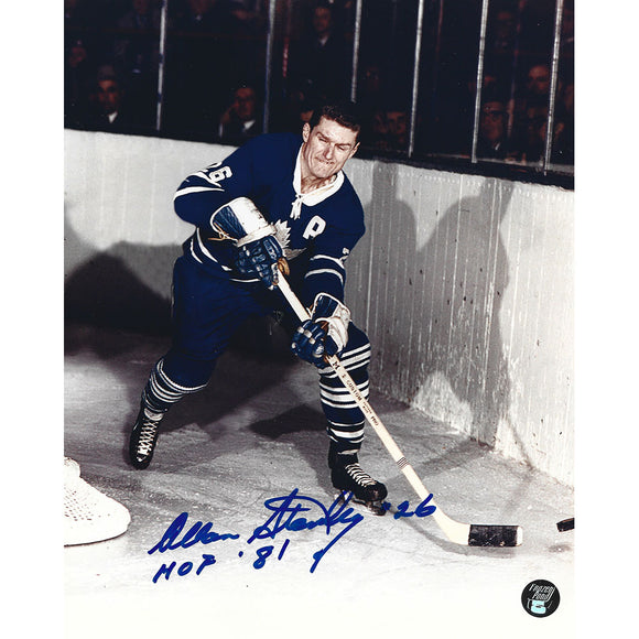 Allan Stanley (deceased) Autographed Toronto Maple Leafs 8X10 Photo (Boards)